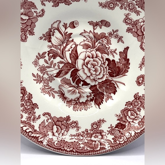 Spode England Archive Collection British Flowers White Plate/Saucer Red Flowers - Picture 6 of 11